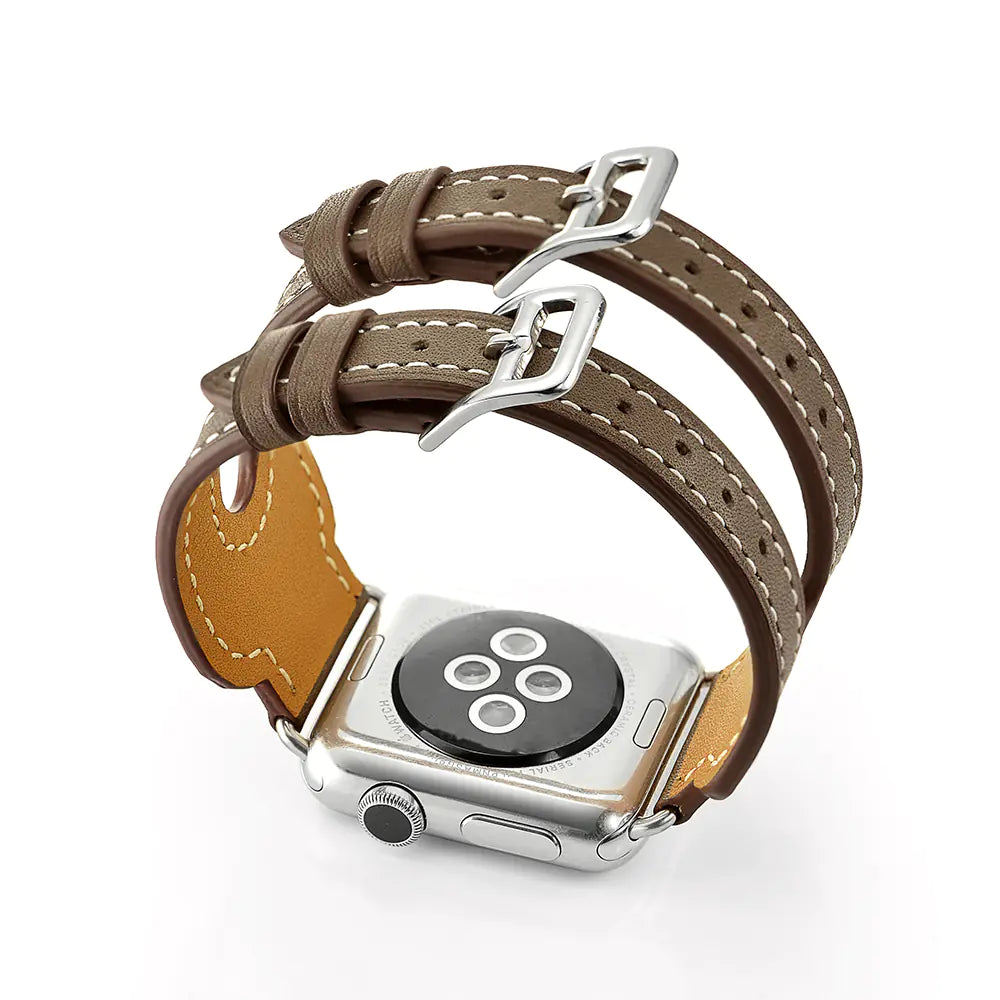 Genuine Leather Double Buckle Band for Apple Watch