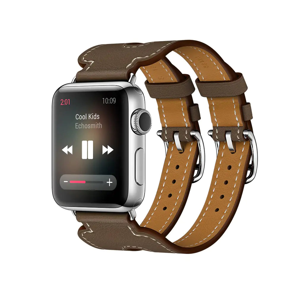 Genuine Leather Double Buckle Band for Apple Watch