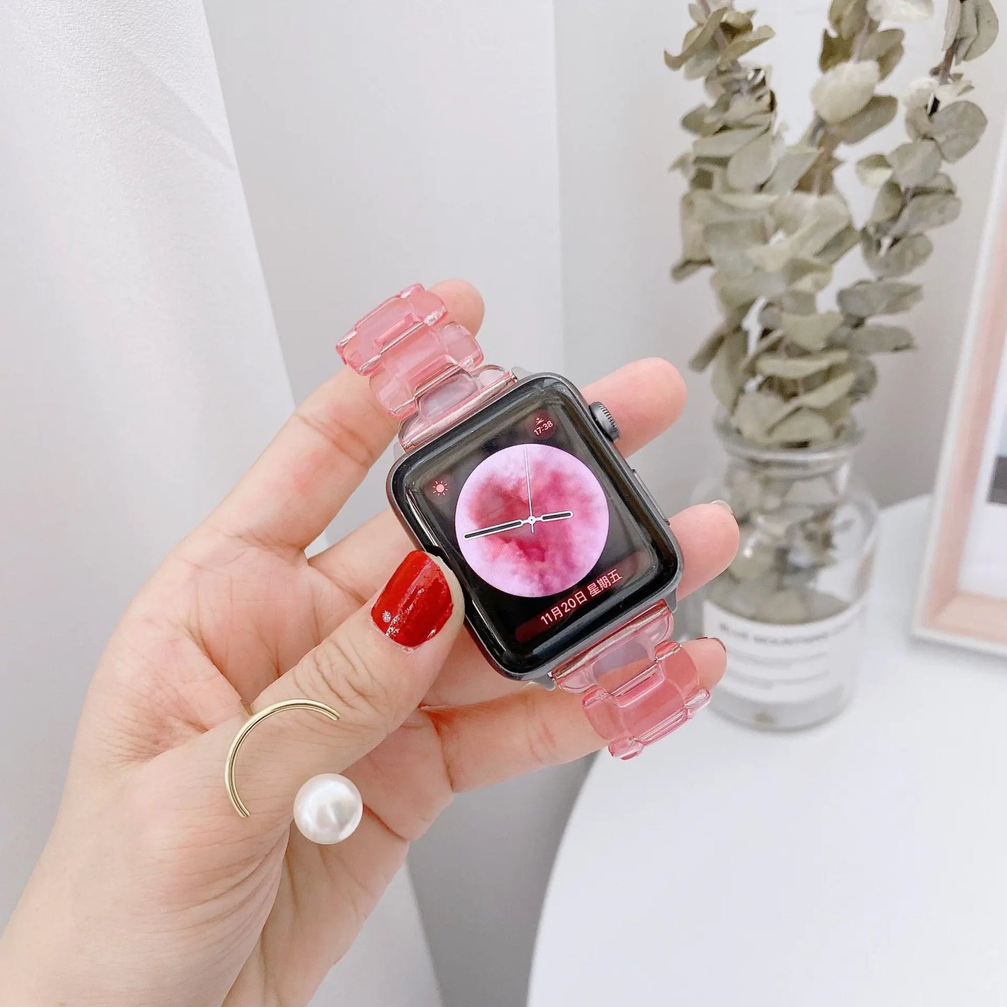 Oval Smart Watch with Lightweight Resin Strap