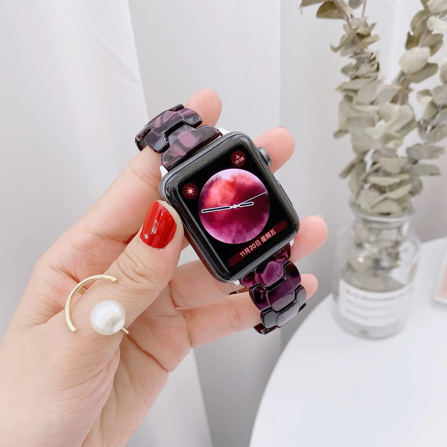 Oval Smart Watch with Lightweight Resin Strap