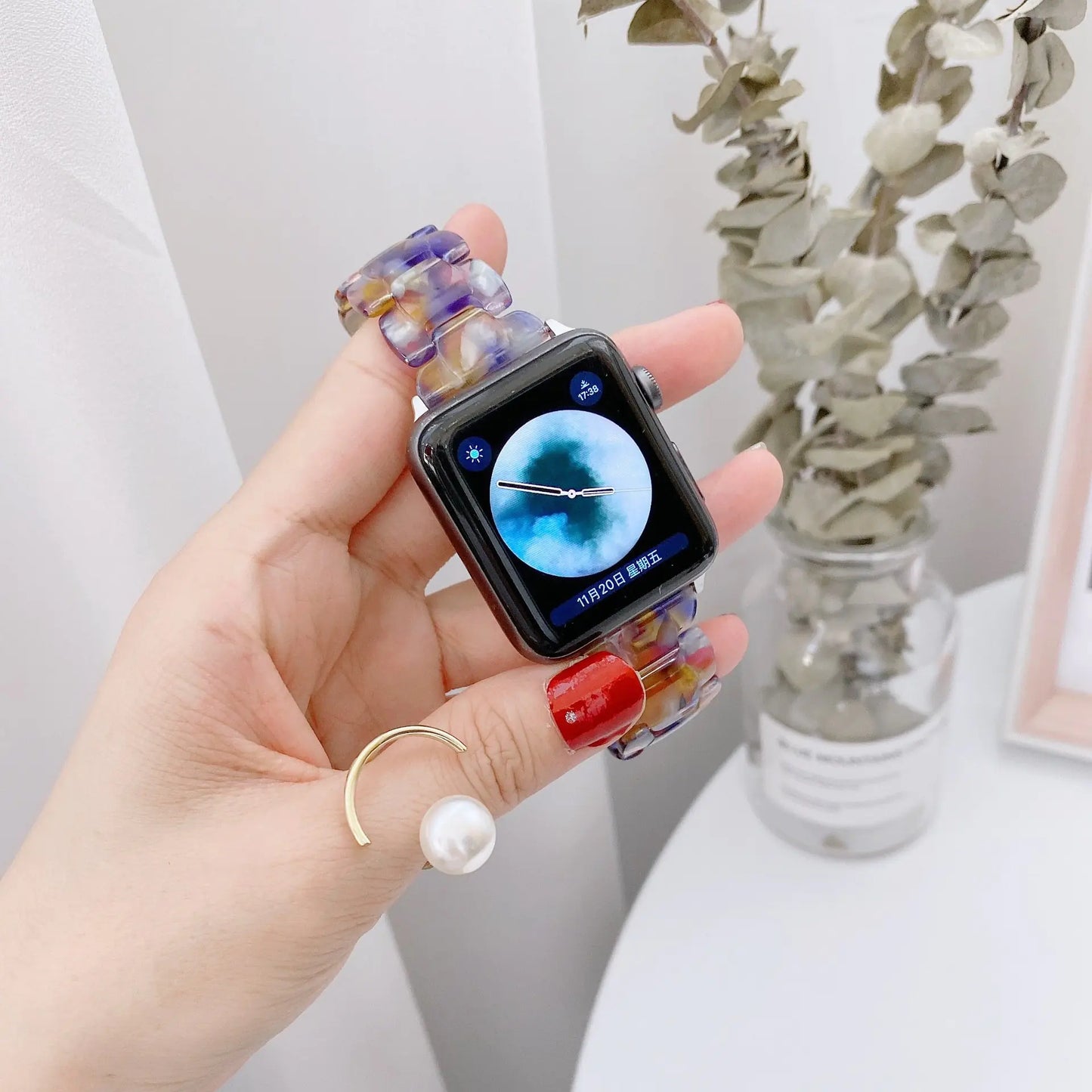 Oval Smart Watch with Lightweight Resin Strap