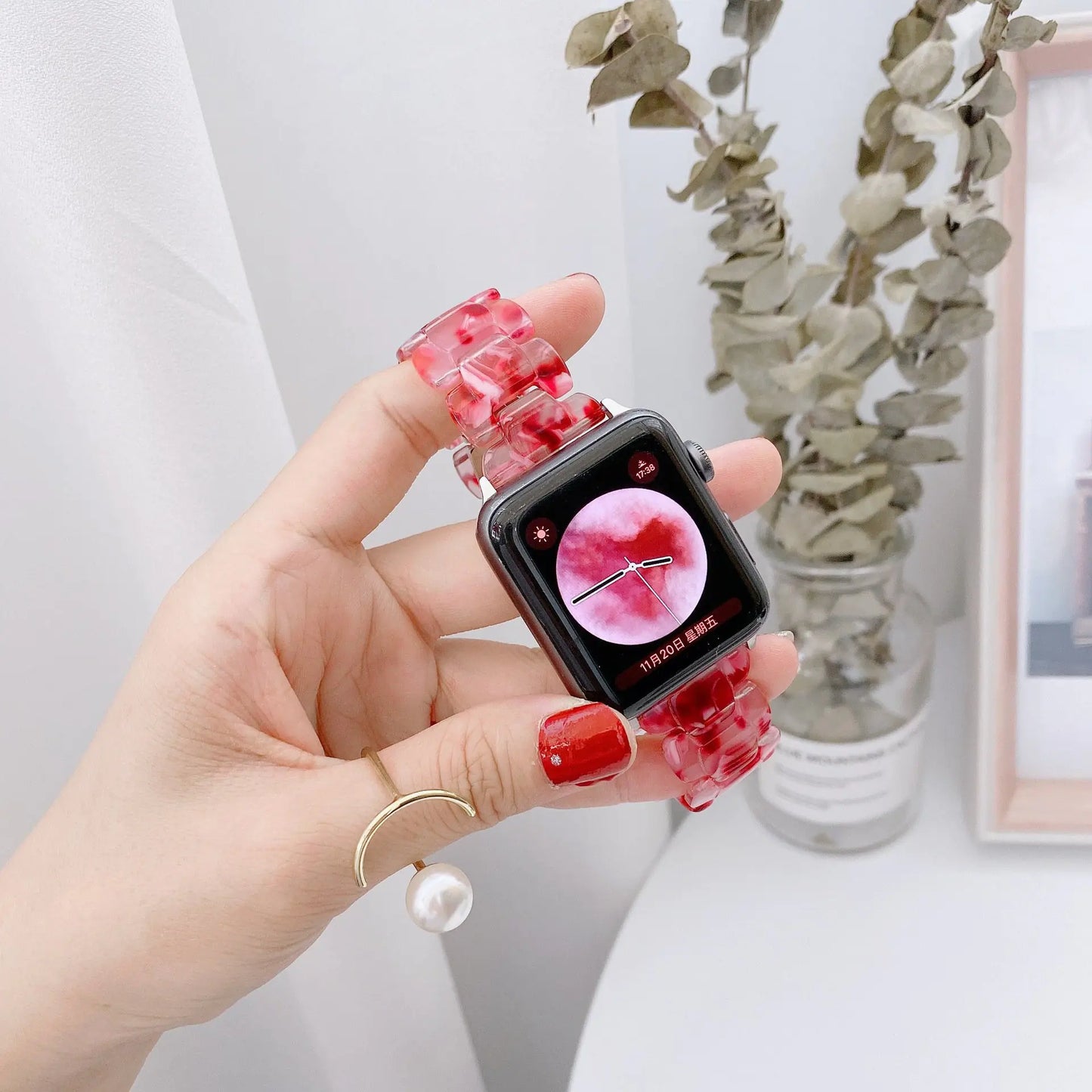 Oval Smart Watch with Lightweight Resin Strap